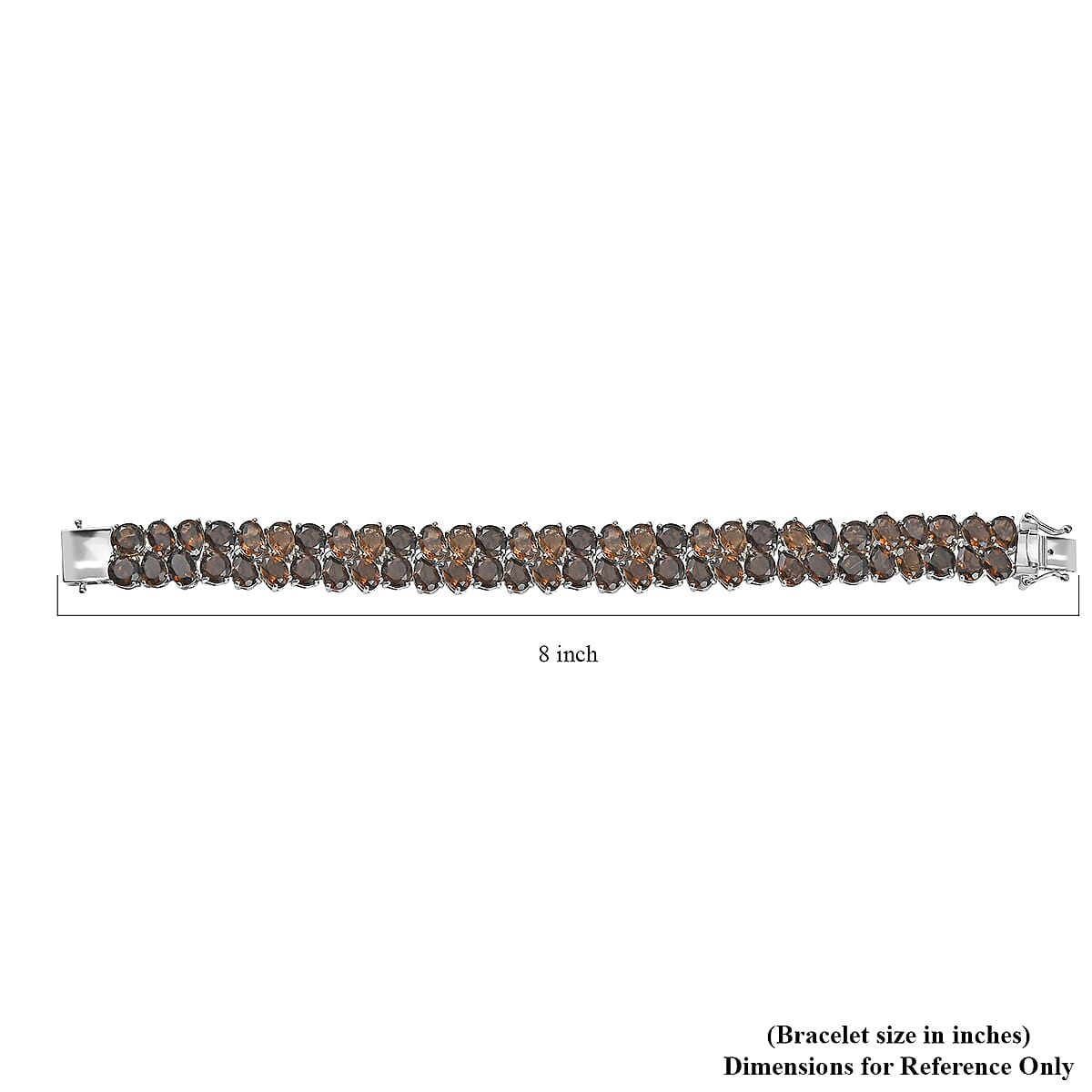 EverTrue Brazilian Smoky Quartz 44.50 ctw Bracelet Platinum Bond (7.25 In) image number 4