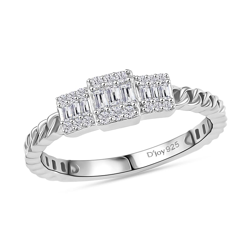 D'Joy Diamond 0.25 ctw Ring in Rhodium Over Sterling Silver (Size 10.0) 