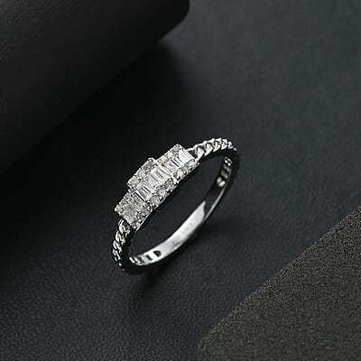 D'Joy Diamond 0.25 ctw Ring in Rhodium Over Sterling Silver (Size 10.0) 