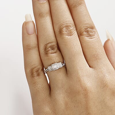 D'Joy Diamond 0.25 ctw Ring in Rhodium Over Sterling Silver (Size 10.0) 