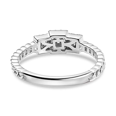 D'Joy Diamond 0.25 ctw Ring in Rhodium Over Sterling Silver (Size 10.0) 