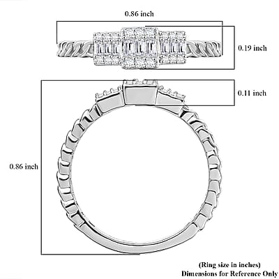 D'Joy Diamond 0.25 ctw Ring in Rhodium Over Sterling Silver (Size 10.0) 