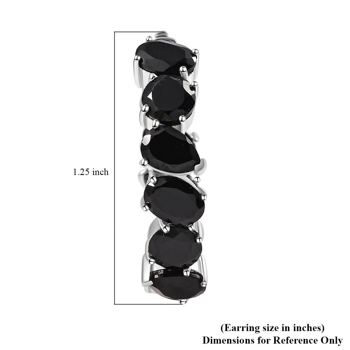 Karis Thai Black Spinel 22.55 ctw Hoop Earrings in Platinum Bond image number 5
