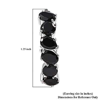 EverTrue Thai Black Spinel 22.55 ctw Hoop Earrings in Platinum Bond