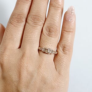 D'Joy Natural Champagne Diamond 0.25 ctw Ring in 18K Vermeil Rose Gold Over Sterling Silver (Size 8.0) 