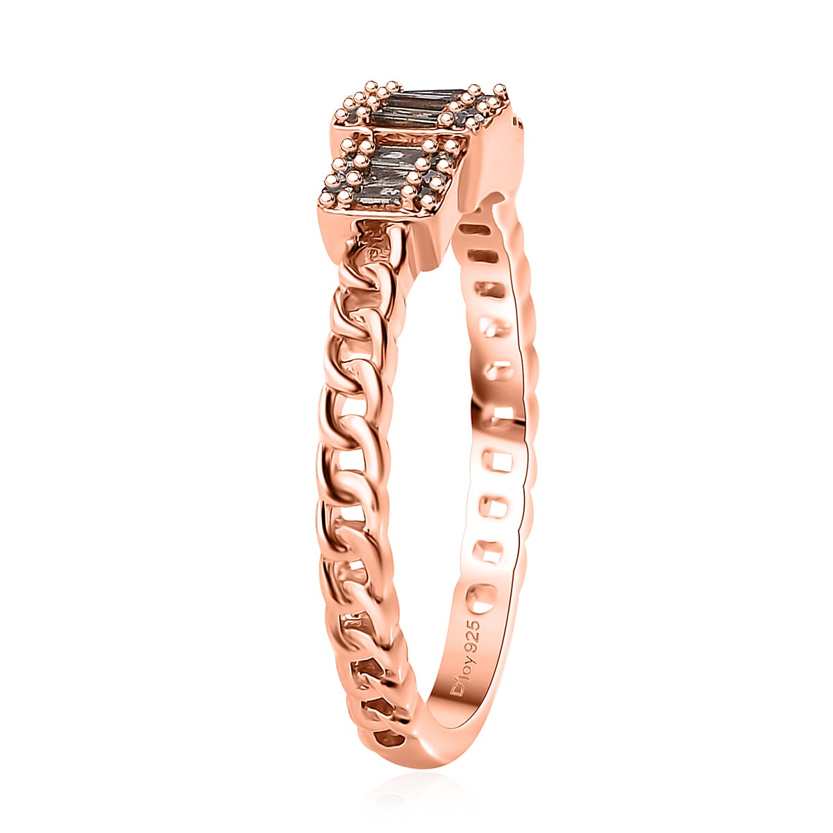 D'Joy Natural Champagne Diamond 0.25 ctw Ring in 18K Vermeil Rose Gold Over Sterling Silver (Size 8.0)  image number 3