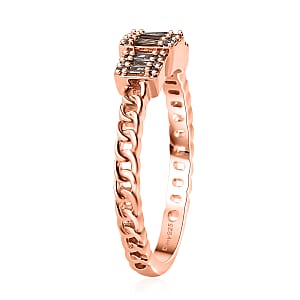 D'Joy Natural Champagne Diamond 0.25 ctw Ring in 18K Vermeil Rose Gold Over Sterling Silver (Size 8.0) 