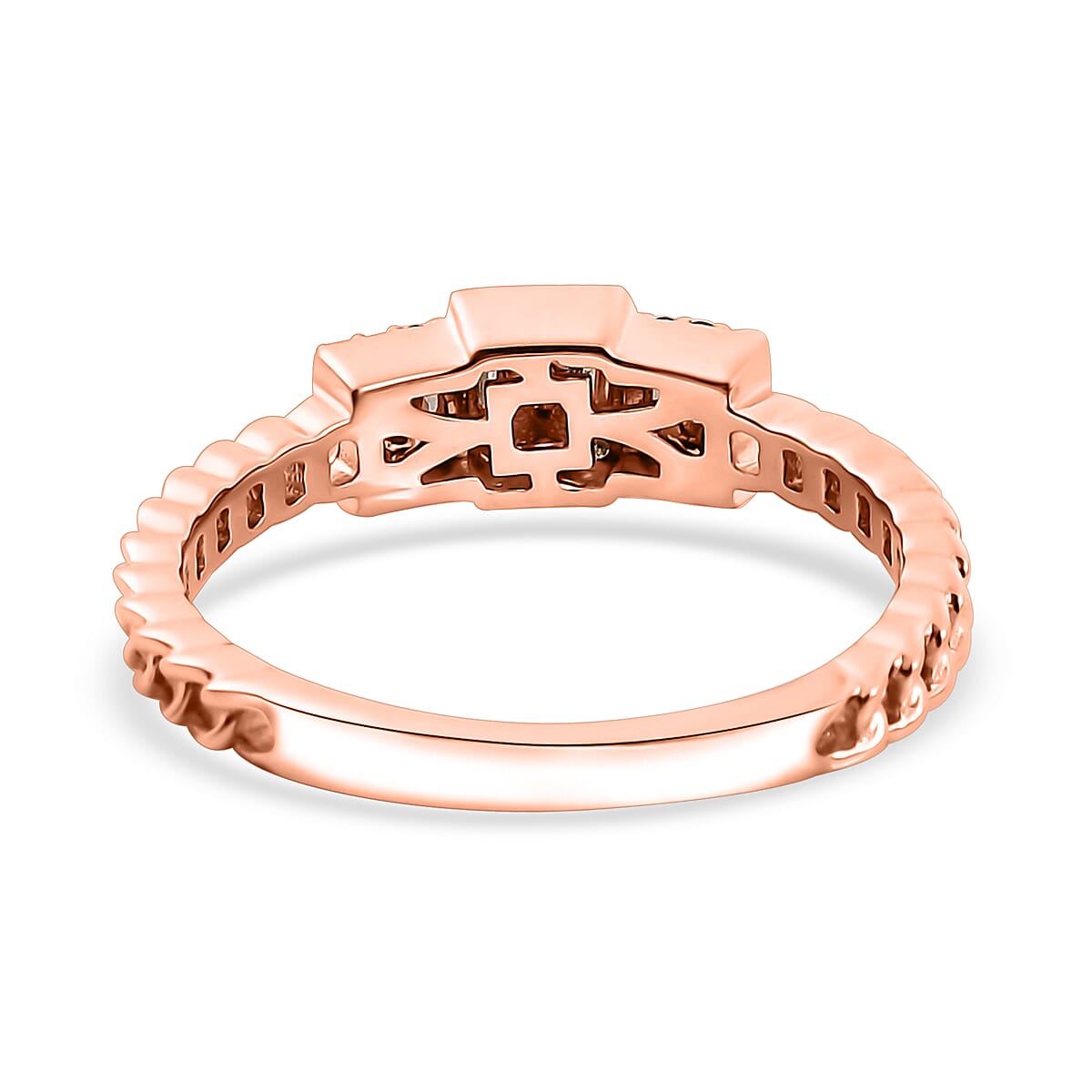 D'Joy Natural Champagne Diamond 0.25 ctw Ring in 18K Vermeil Rose Gold Over Sterling Silver (Size 8.0)  image number 4
