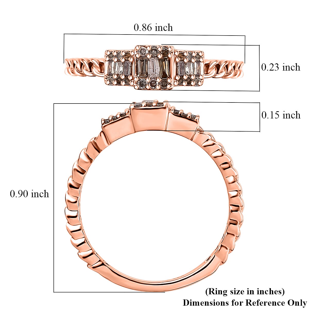 D'Joy Natural Champagne Diamond 0.25 ctw Ring in 18K Vermeil Rose Gold Over Sterling Silver (Size 8.0)  image number 5