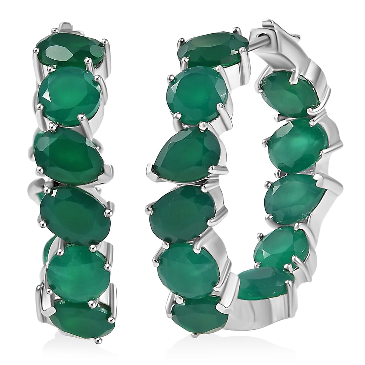 Ever True Green Onyx 17.15 ctw Earrings in Platinum Bond  image number 0