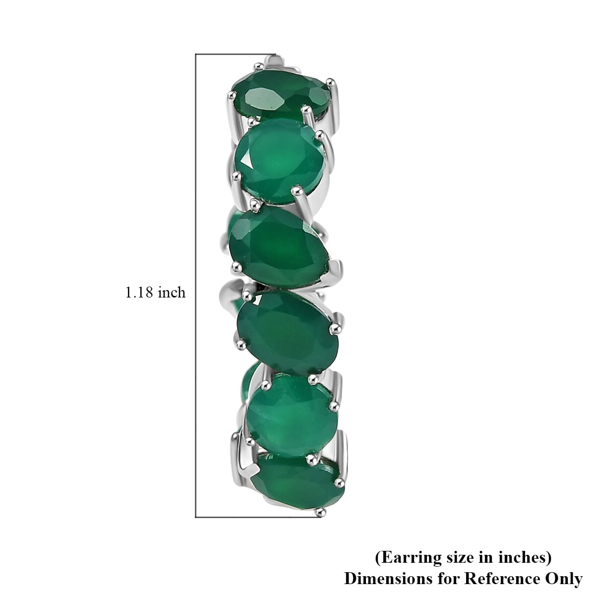 Ever True Green Onyx 17.15 ctw Earrings in Platinum Bond  image number 5