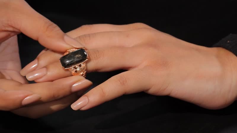 Karis Matrix Silver Shungite Solitaire Ring in 18K RG Plated (Size 10.0) 7.40 ctw