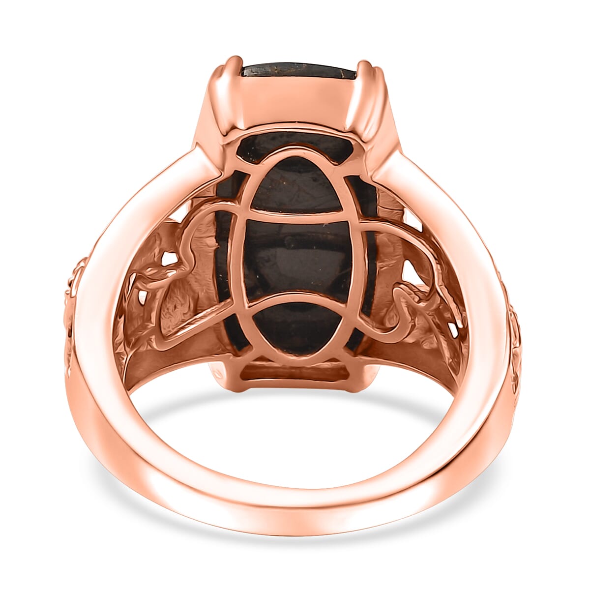 Karis Matrix Silver Shungite 7.40 ctw Solitaire Ring in 18K RG Plated (Size 9.0) image number 4