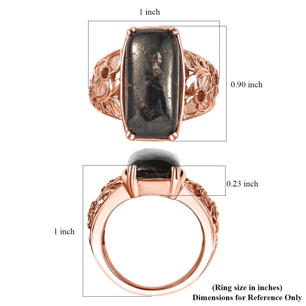 Karis Matrix Silver Shungite 7.40 ctw Solitaire Ring in 18K RG Plated (Size 9.0) image number 5
