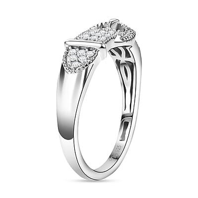 D'Joy Diamond 0.25 ctw Buckle Ring in Rhodium Over Sterling Silver (Size 10.0) 