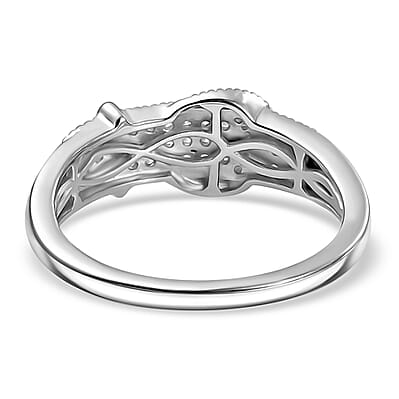 D'Joy Diamond 0.25 ctw Buckle Ring in Rhodium Over Sterling Silver (Size 10.0) 