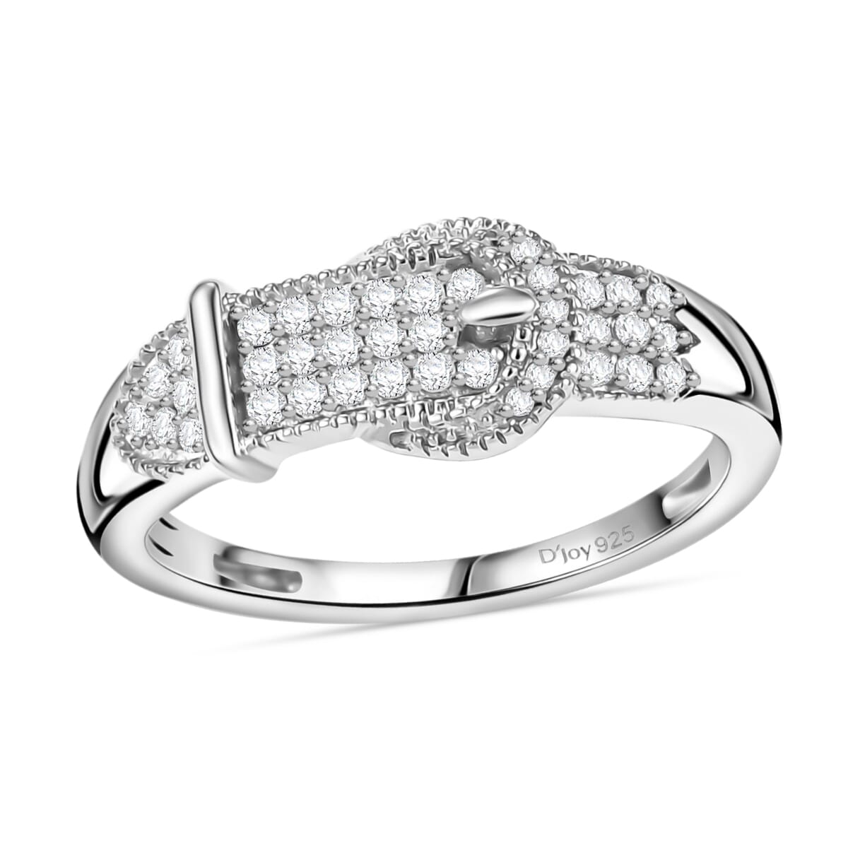 D'Joy Diamond 0.25 ctw Buckle Ring in Rhodium Over Sterling Silver (Size 5.0)  image number 0