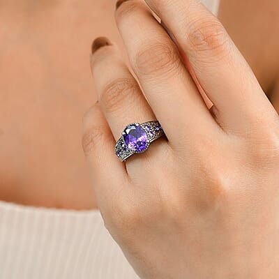 Simulated Blue Diamond 4.85 ctw Ring in Stainless Steel (Size 10.0) 