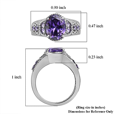 Simulated Blue Diamond 4.85 ctw Ring in Stainless Steel (Size 10.0) 