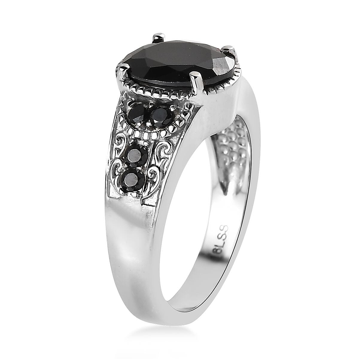 Simulated Black Diamond 4.80 ctw Ring in Stainless Steel (Size 7.0)  image number 3