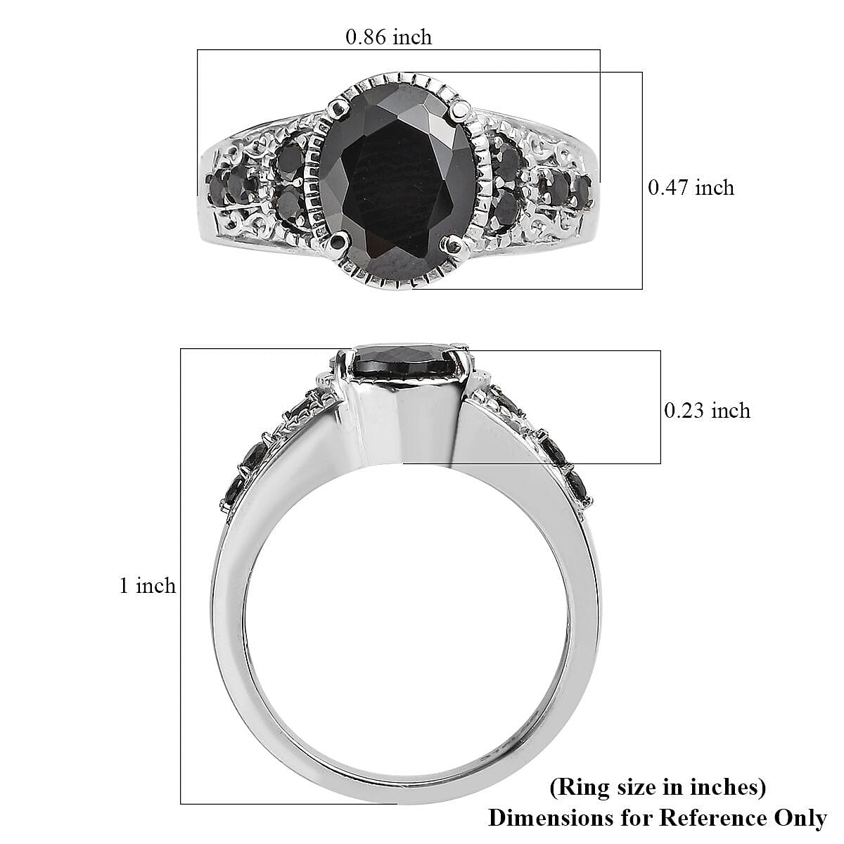 Simulated Black Diamond 4.80 ctw Ring in Stainless Steel (Size 7.0)  image number 5
