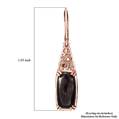 Karis Matrix Silver Shungite 5.60 ctw Solitaire Lever Back Earrings in 18K RG Plated