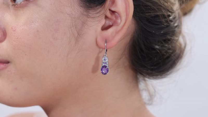 Simulated Blue Diamond Lever Back Earrings in Stainless Steel 6.90 ctw