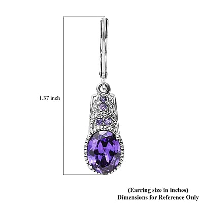 Simulated Blue Diamond 6.90 ctw Lever Back Earrings in Stainless Steel 