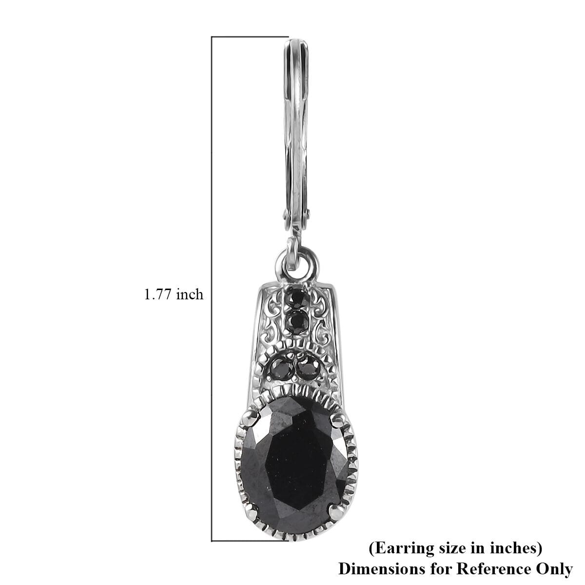 Simulated Black Diamond 6.35 ctw Lever Back Earrings in Stainless Steel  image number 5