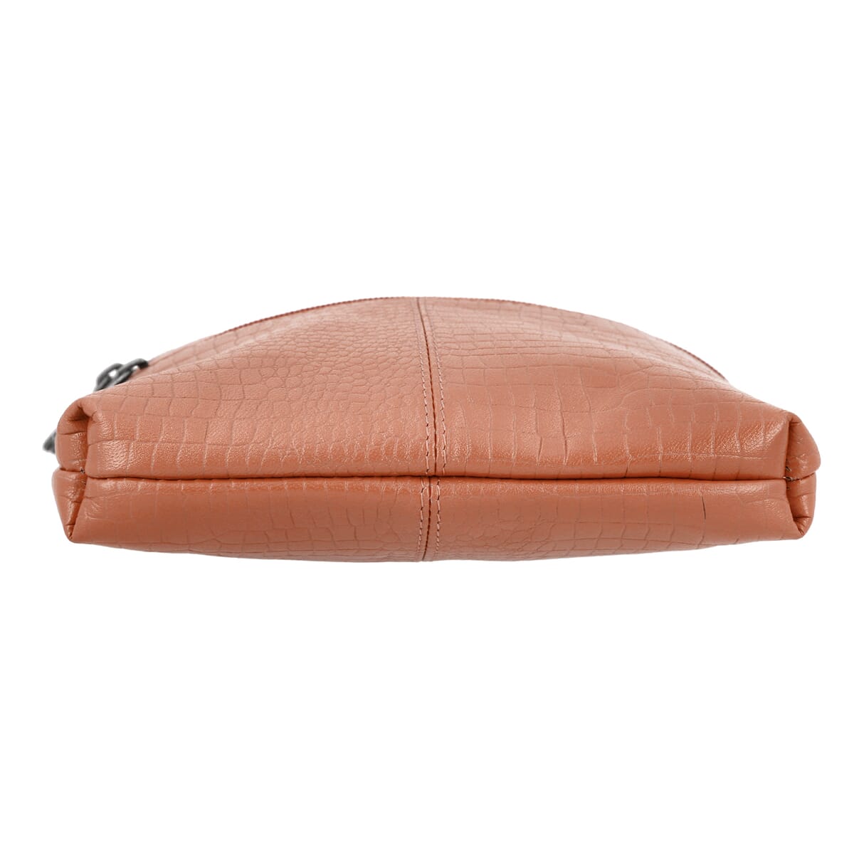 Peach Genuine Leather Croco Embossed Crossbody Bag image number 6