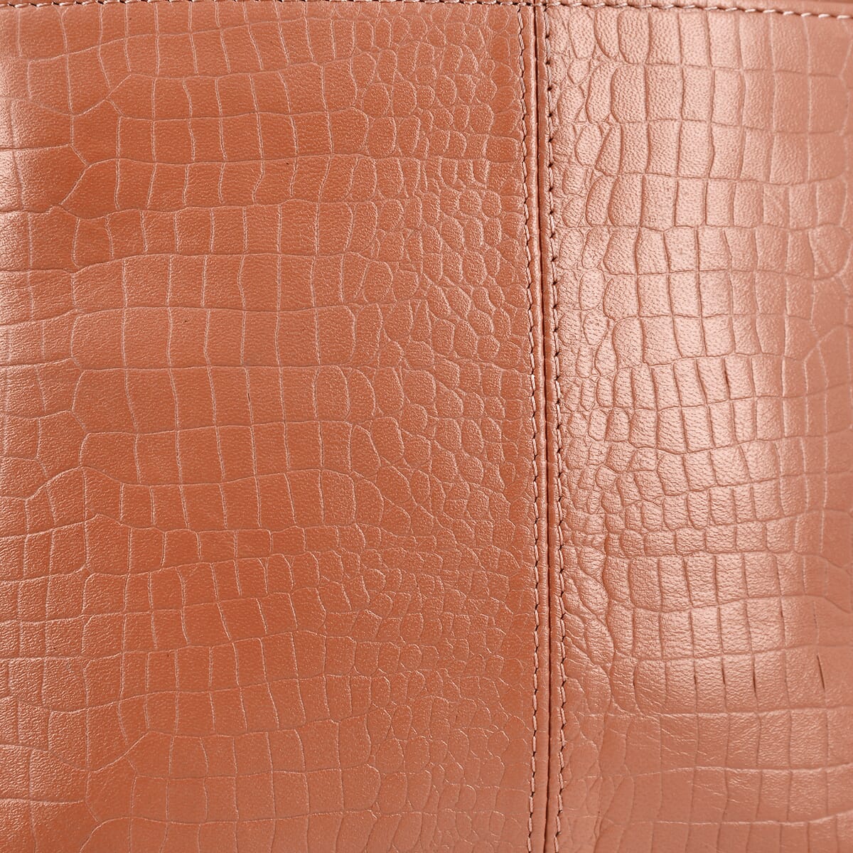 Peach Genuine Leather Croco Embossed Crossbody Bag image number 7