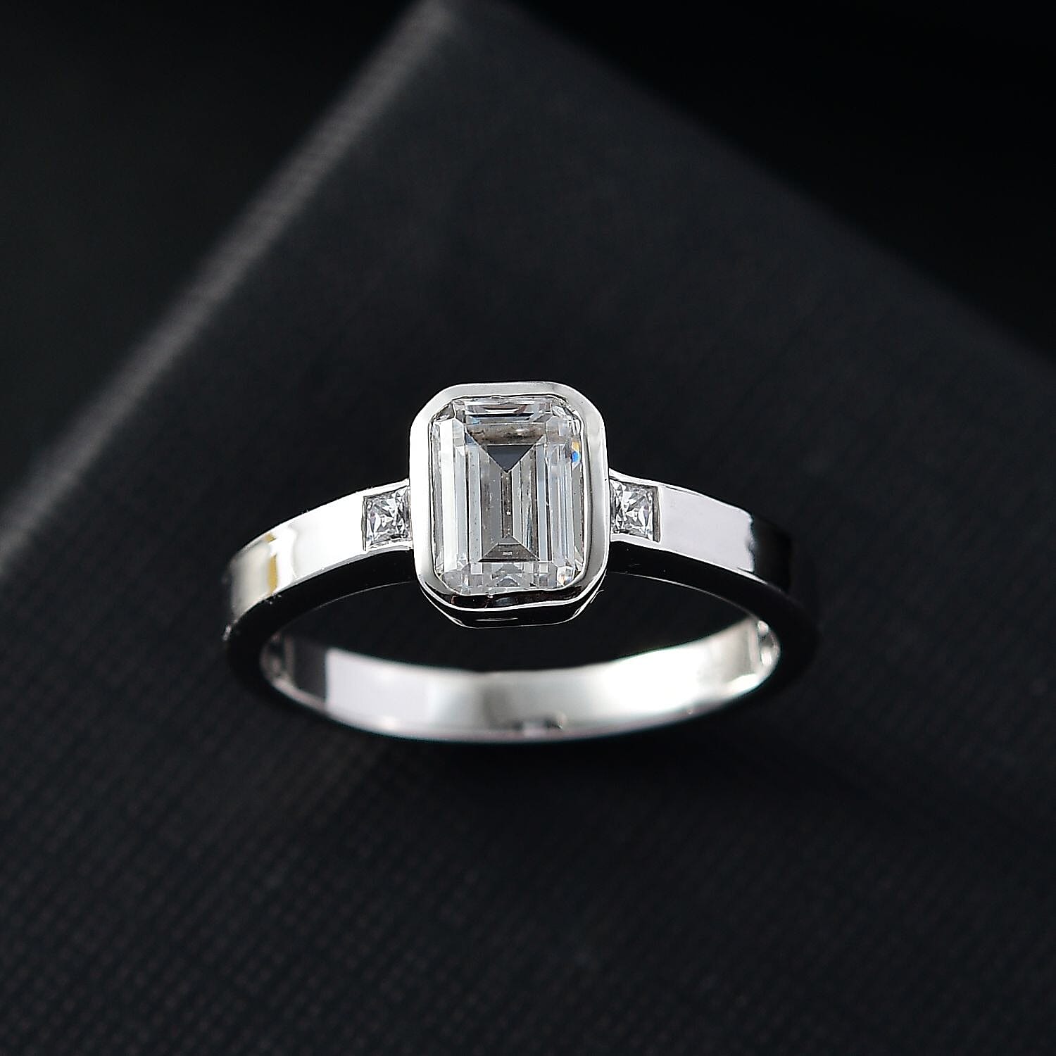 J Francis Swarovski Zirconia 2.48 ctw Ring in Rhodium Over Sterling Silver (Size 8.0)