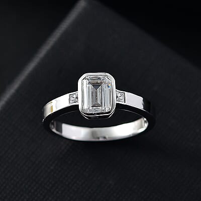 J Francis Swarovski Zirconia 2.48 ctw Ring in Rhodium Over Sterling Silver (Size 8.0)