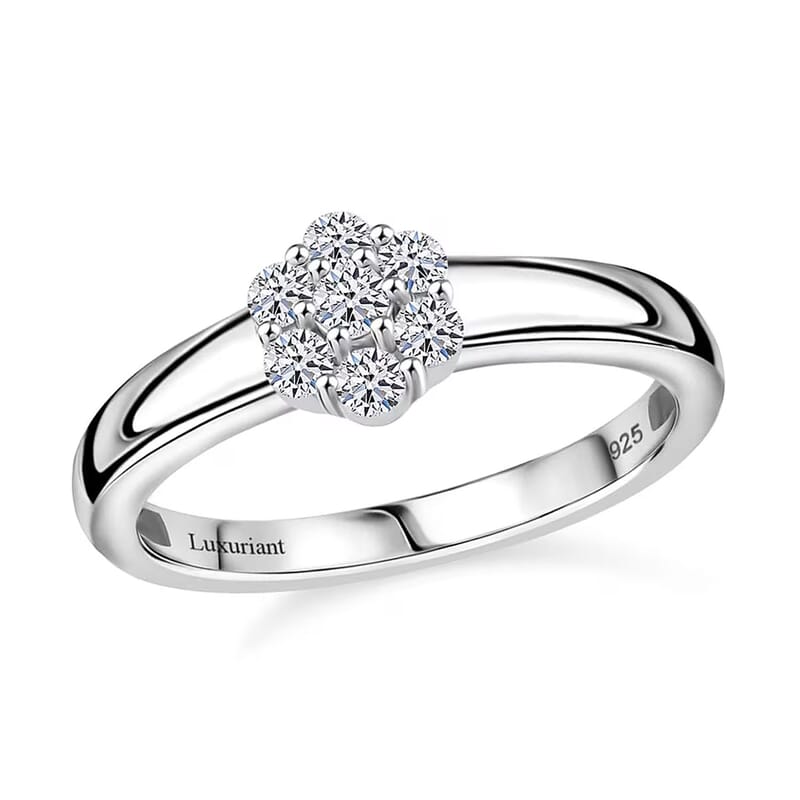 Luxuriant Lab Grown Diamond G-H SI 0.25 ctw Ring in Rhodium Over Sterling Silver (Size 10.0)