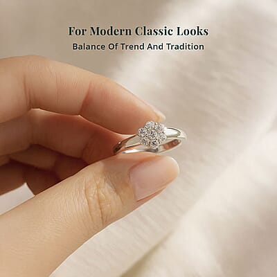 Luxuriant Lab Grown Diamond G-H SI 0.25 ctw Ring in Rhodium Over Sterling Silver (Size 10.0)