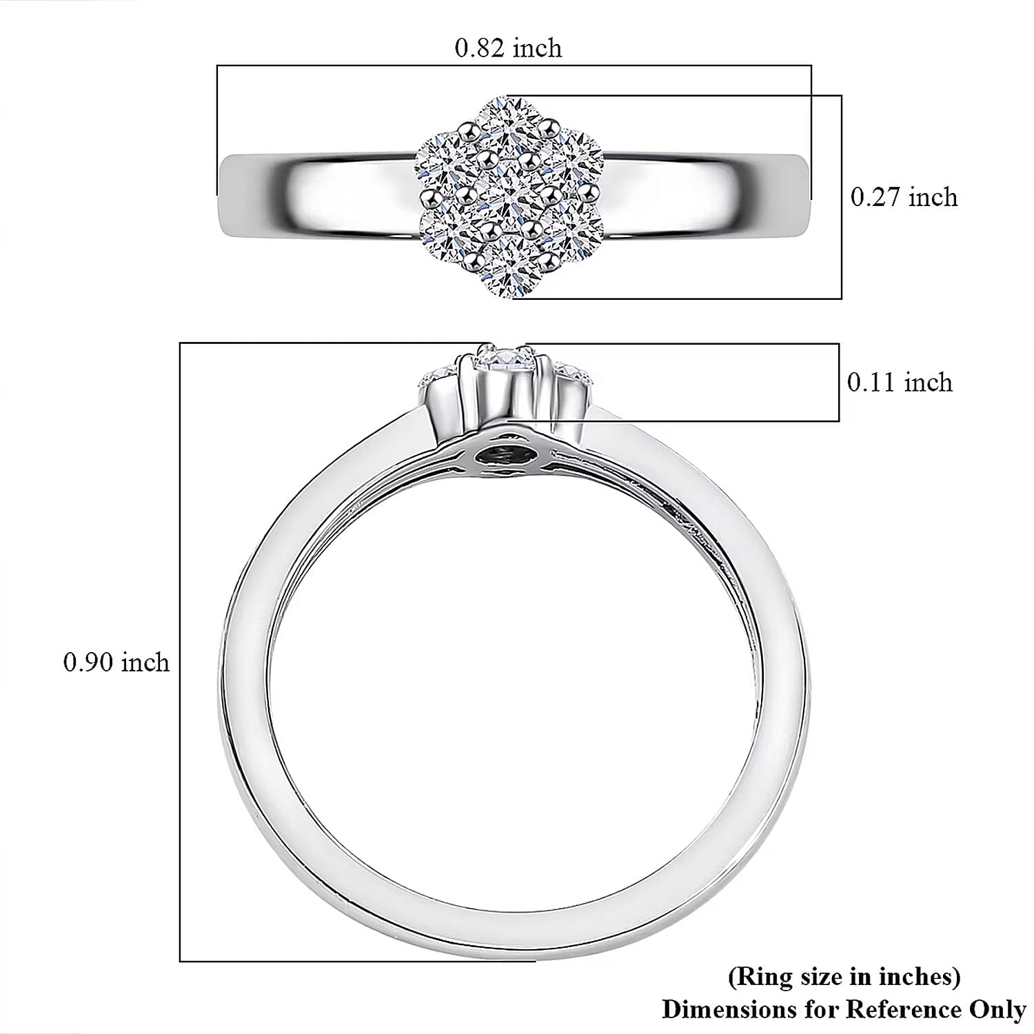 Luxuriant Lab Grown Diamond G-H SI 0.25 ctw Ring in Rhodium Over Sterling Silver (Size 10.0)