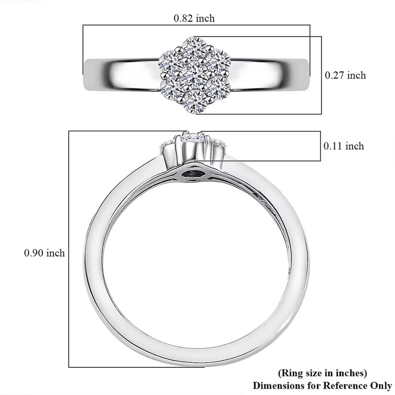 Luxuriant Lab Grown Diamond G-H SI 0.25 ctw Ring in Rhodium Over Sterling Silver (Size 10.0)