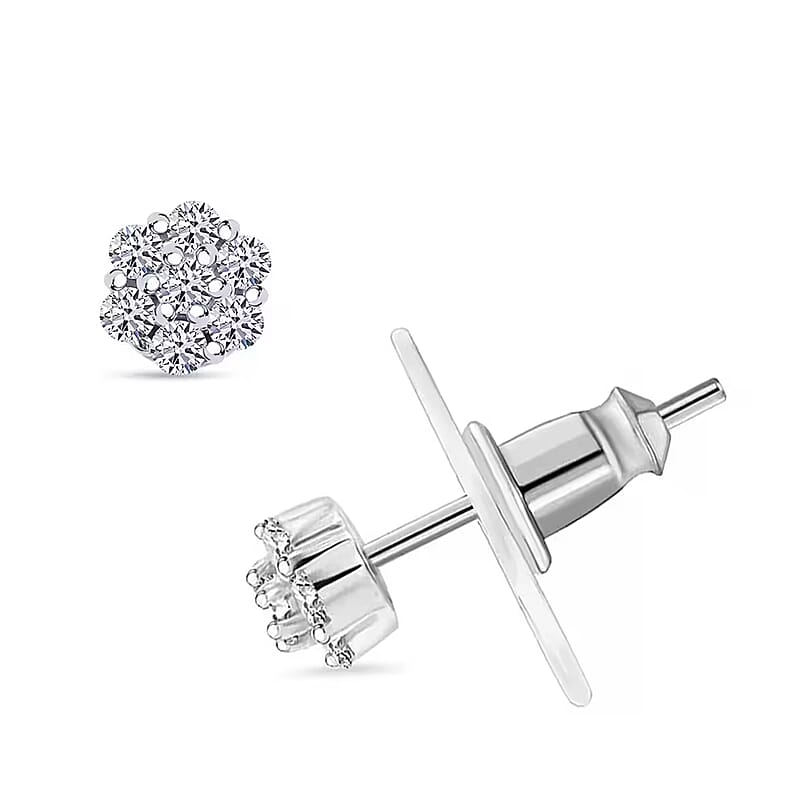 Luxuriant Lab Grown Diamond G SI 0.30 ctw Stud Earrings in Rhodium Over Sterling Silver