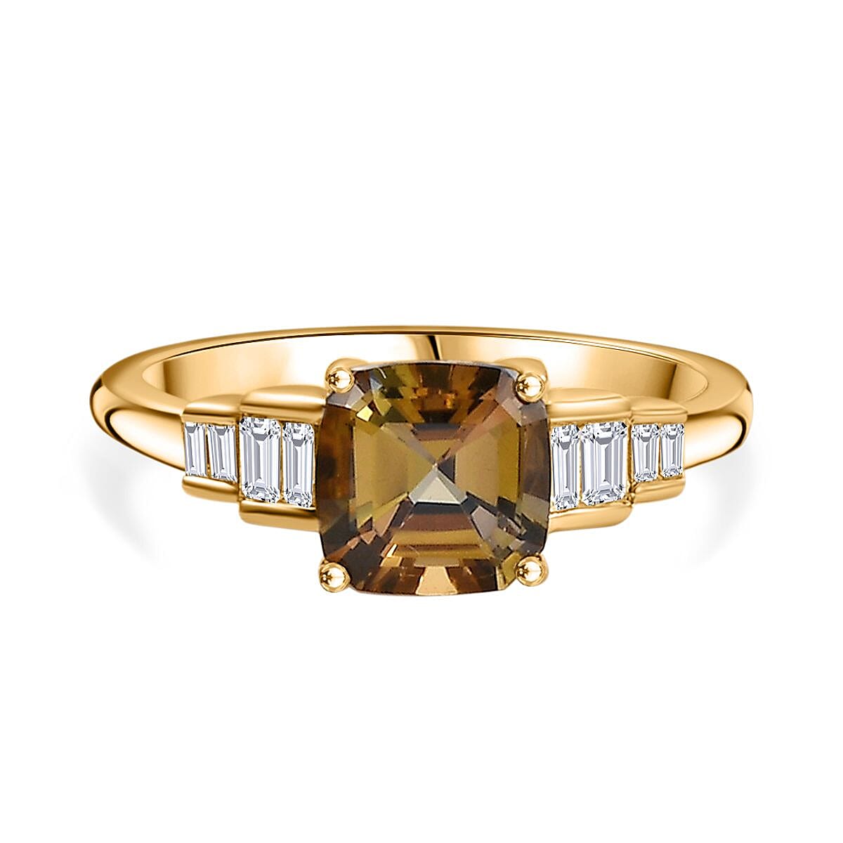 Luxoro AAA Golden Tanzanite and Diamond G-H I2 2.30 ctw Ring in 14K Yellow Gold (Size 11.5)