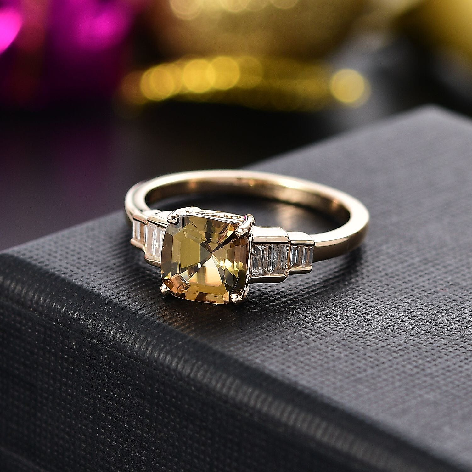 Luxoro AAA Golden Tanzanite and Diamond G-H I2 2.30 ctw Ring in 14K Yellow Gold (Size 11.5)