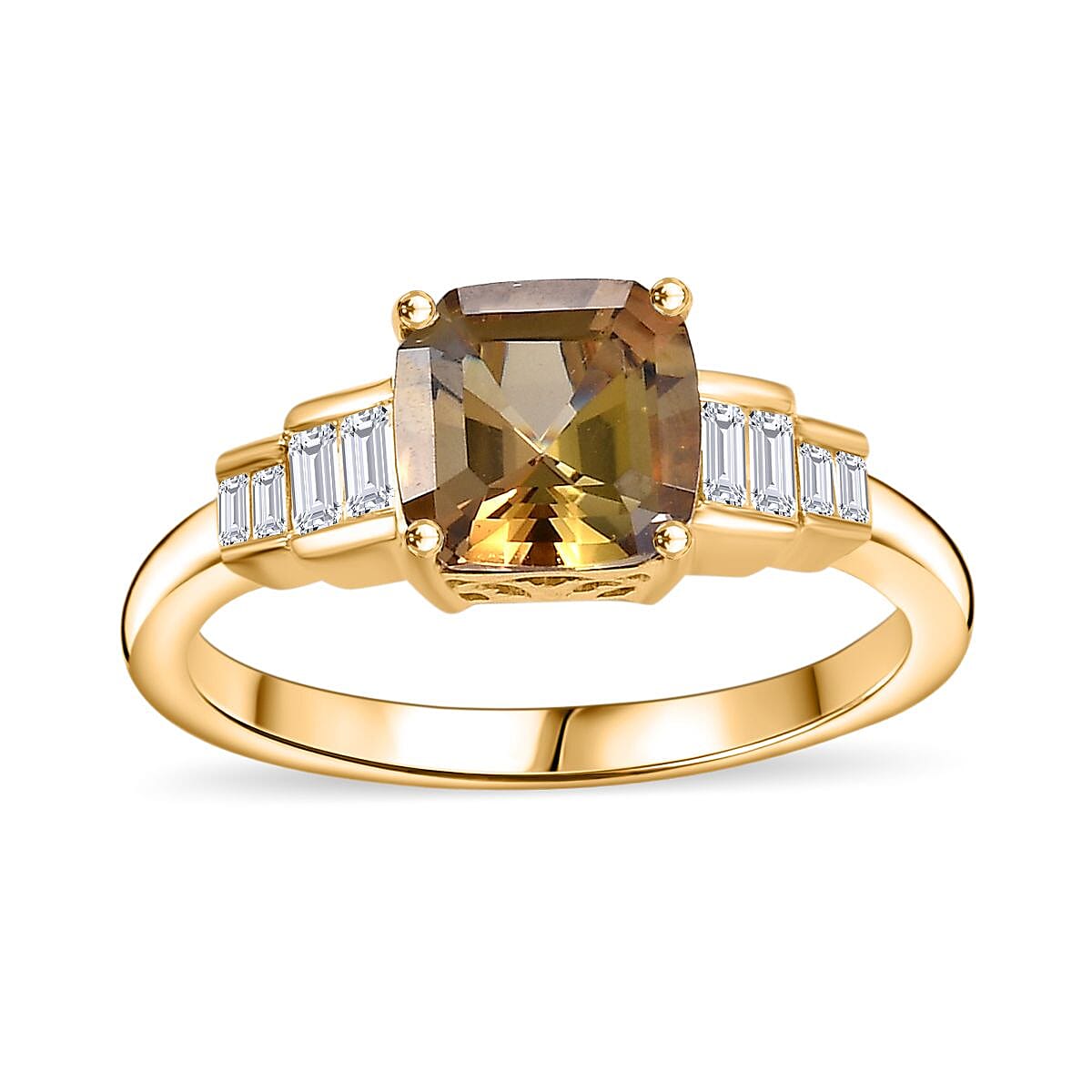 Luxoro AAA Golden Tanzanite and Diamond G-H I2 2.30 ctw Ring in 14K Yellow Gold (Size 11.5)
