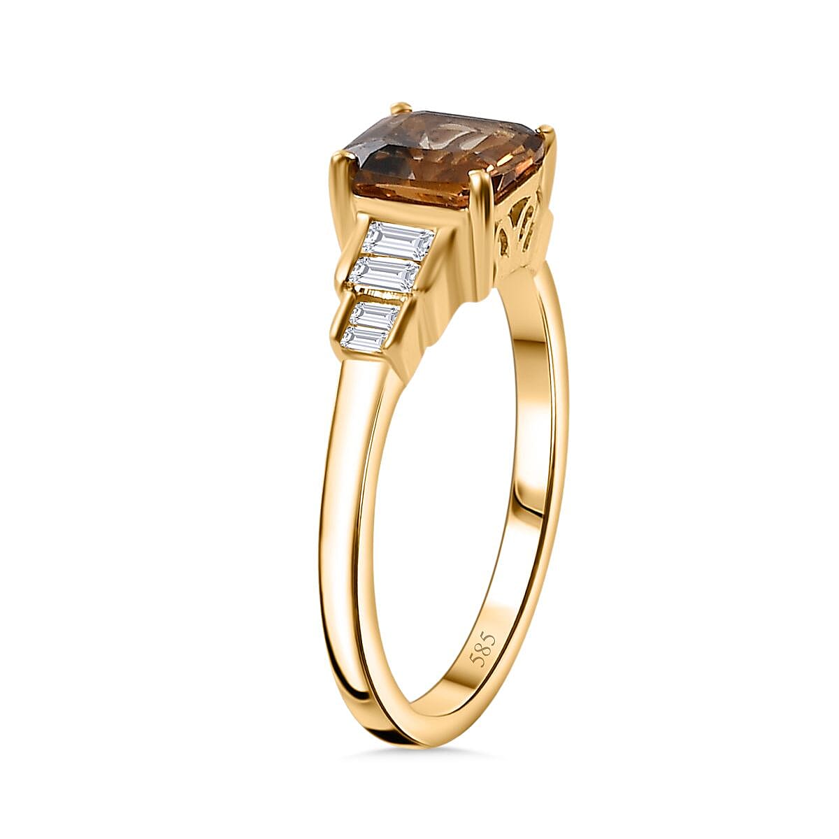 Luxoro AAA Golden Tanzanite and Diamond G-H I2 2.30 ctw Ring in 14K Yellow Gold (Size 11.5)
