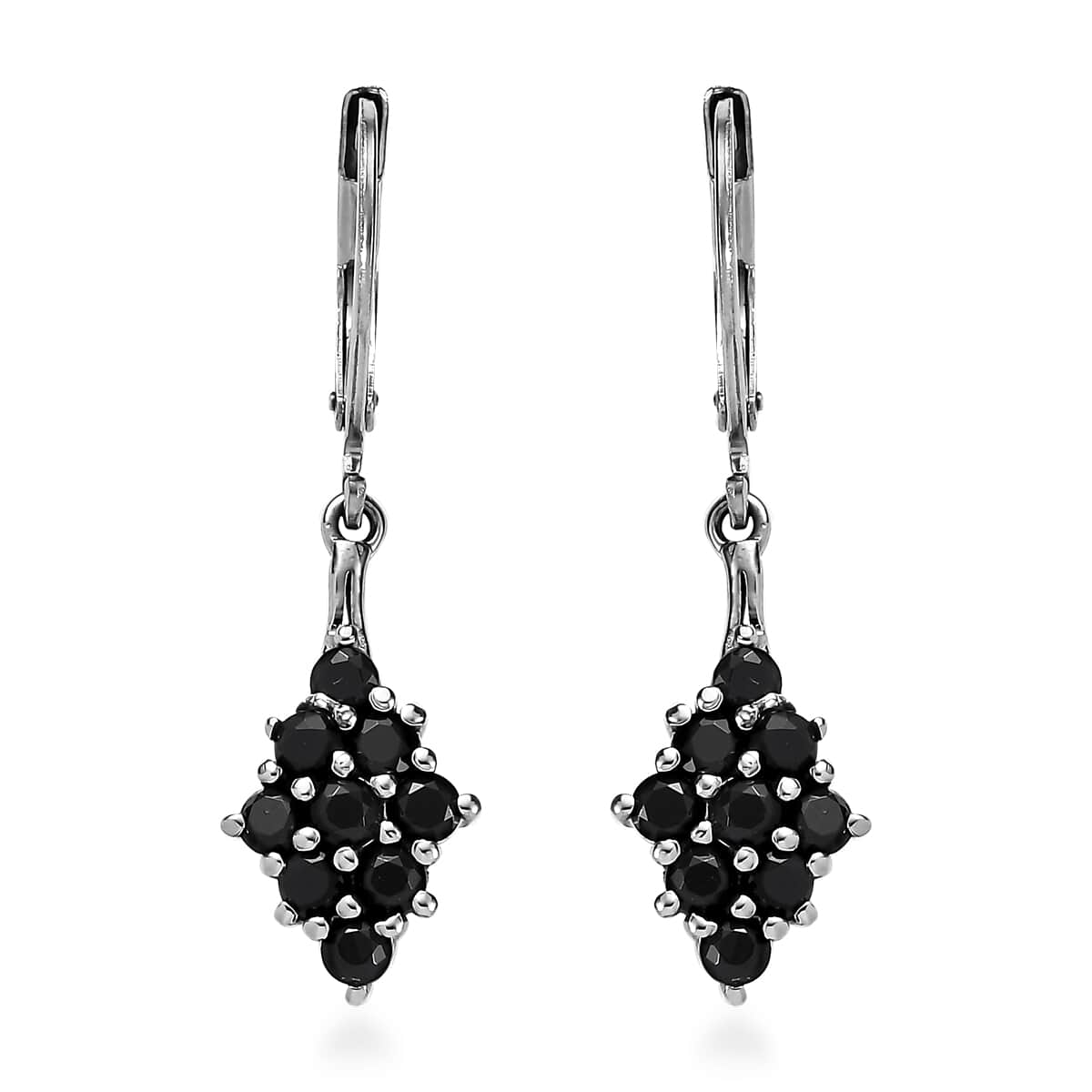 Thai Black Spinel 1.40 ctw Lever Back Earrings in Stainless Steel  image number 0