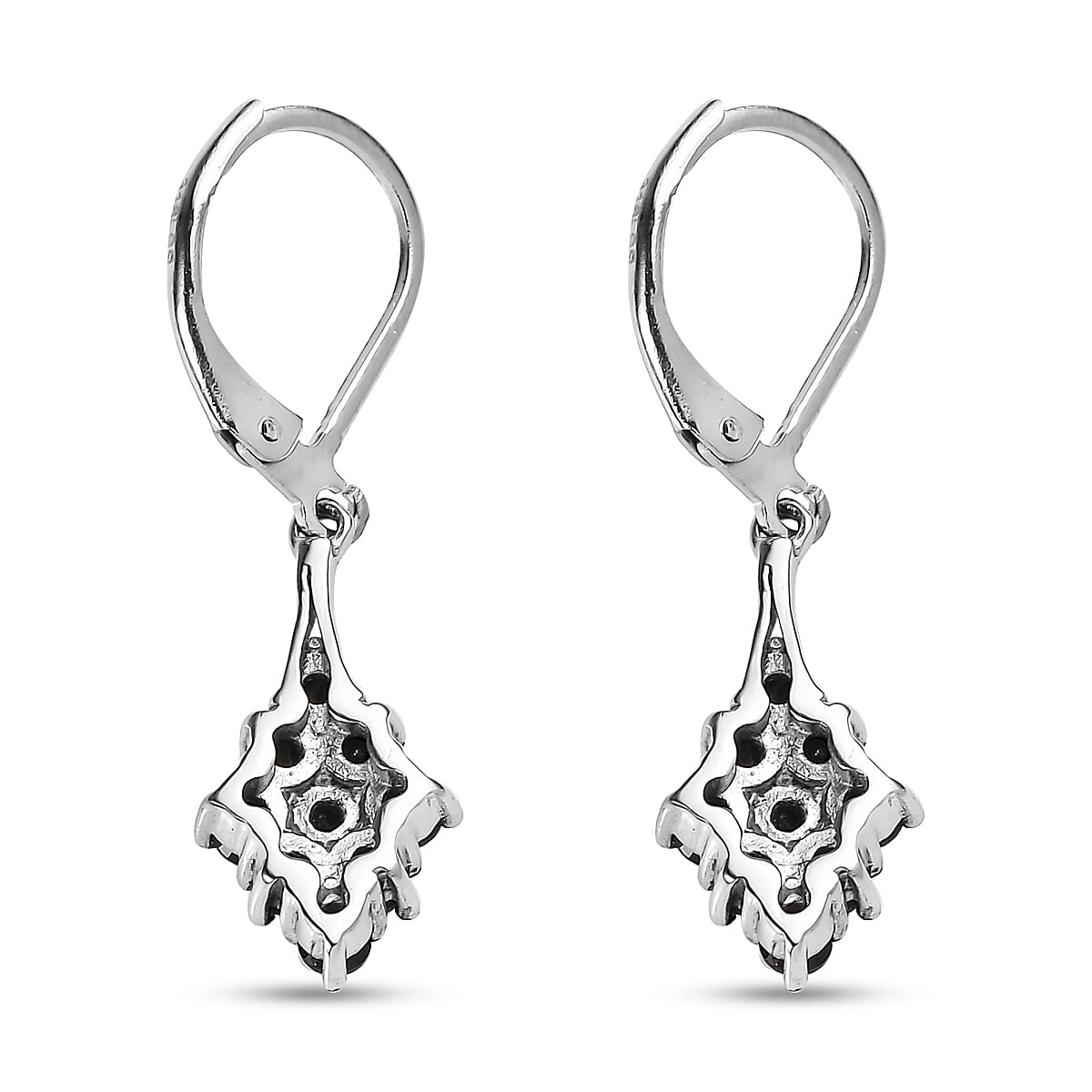 Thai Black Spinel 1.40 ctw Lever Back Earrings in Stainless Steel 