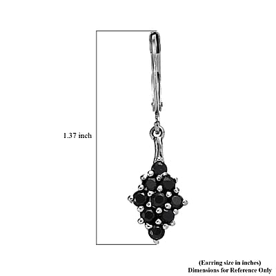 Thai Black Spinel 1.40 ctw Lever Back Earrings in Stainless Steel