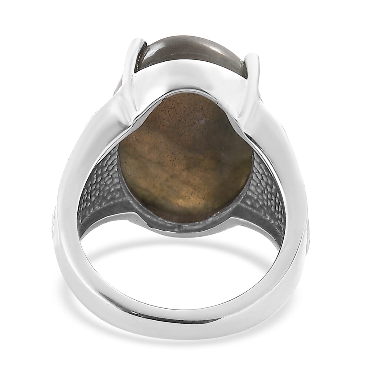 Malagasy Labradorite 13.00 ctw Solitaire Ring in Stainless Steel (Size 8.0)  image number 4