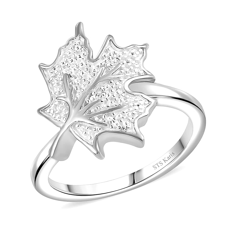 Karis White Diamond Accent Leaf Ring in Platinum Bond (Size 10.0)