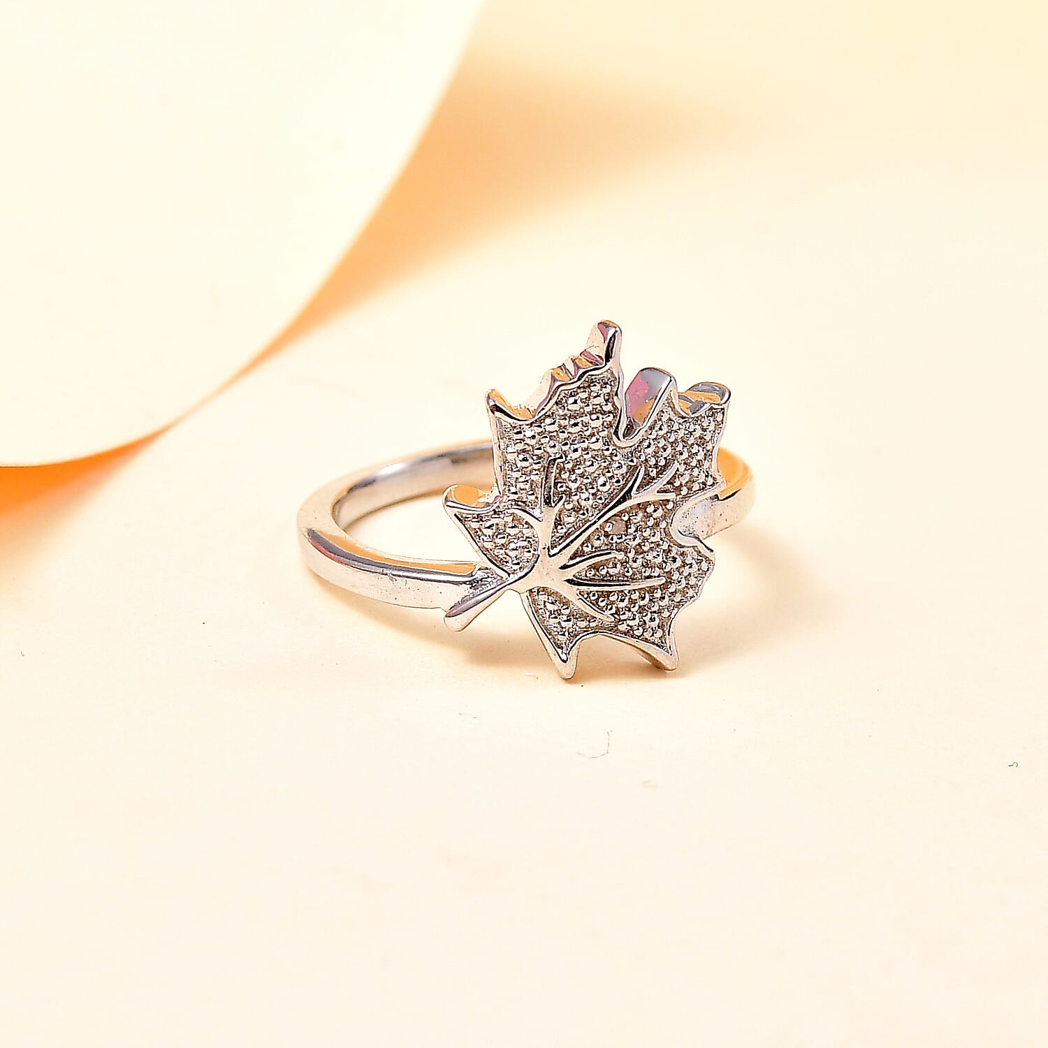 Karis White Diamond Accent Leaf Ring in Platinum Bond (Size 10.0)