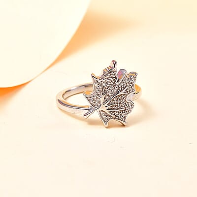 Karis White Diamond Accent Leaf Ring in Platinum Bond (Size 10.0)