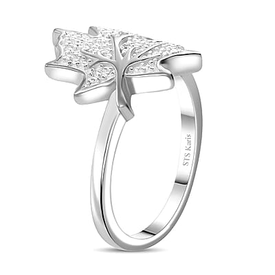 Karis White Diamond Accent Leaf Ring in Platinum Bond (Size 10.0)